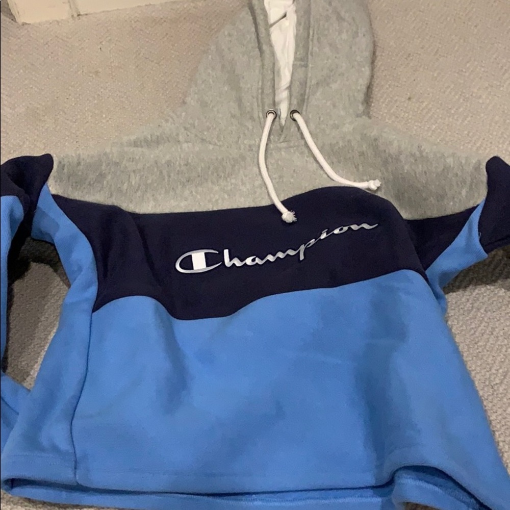 champion cropped flare sleeve hoodie